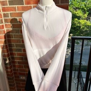 White Quarter-Zip Women's Top